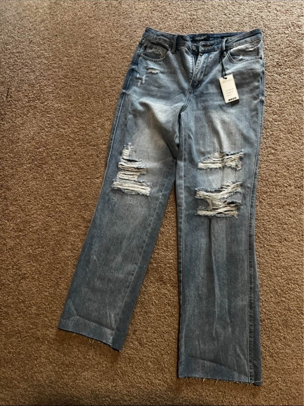 Judy Blue Light Blue Distressed Flare Jeans